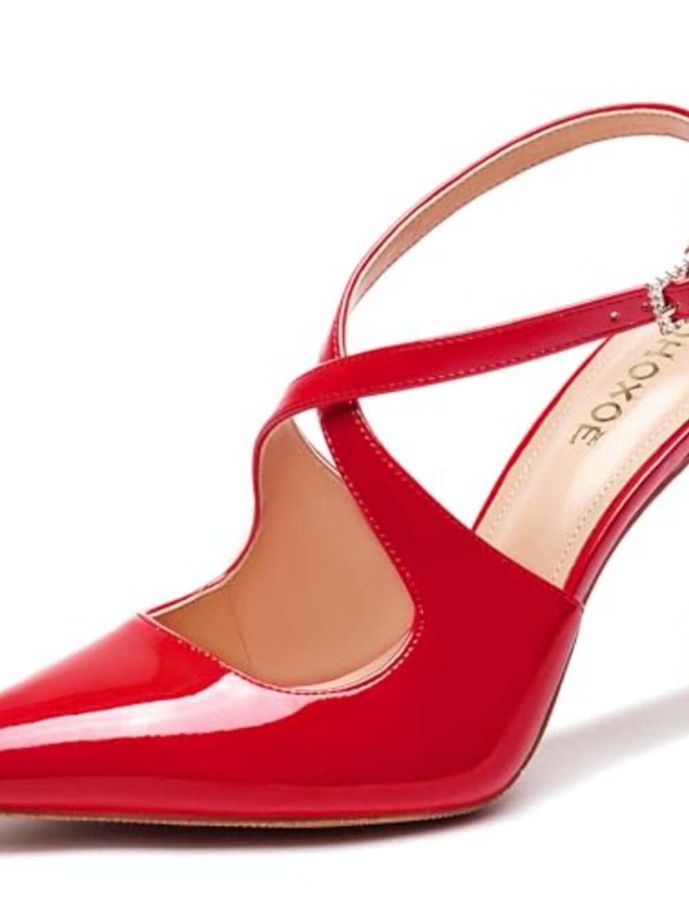Women's Slingback Stiletto Pumps Pointed Closed Toe Kitten Heels Cross Strap